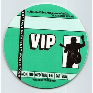 Paul McCartney Backstage Pass Fabric VIP 1989-1990 World Tour Green Beatles